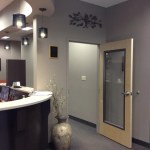 Front desk and door to hallway